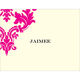 Hot Pink Damask Scroll Foldover Note Cards Image 4 of 4